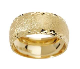 Diamond Cut Satin Finish Band Ring Real Solid 14K Yellow Gold QVC 