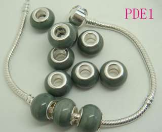 Solid Murano Porcelain Ceramic European beads Core Fit Charm Bracelet 