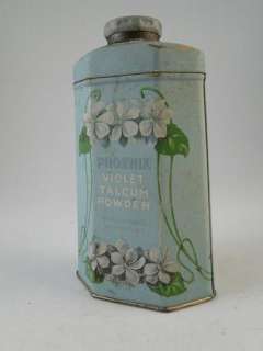 Antique Art Deco Phoenix Violet Talcum Powder Advertising Tin 