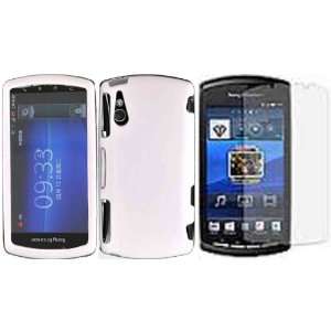 : White Hard Case Cover+LCD Screen Protector for Sony Ericsson Xperia 