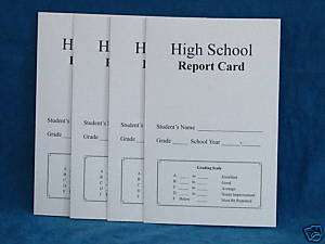 High School Report Card, Homeschool or School 9th 12th  
