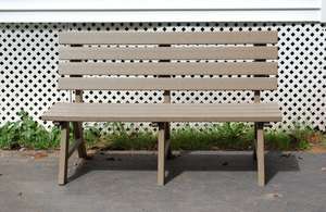 Commercial Outdoor Plastic Lumber A frame 6 Bench w/ back Desert Tan 