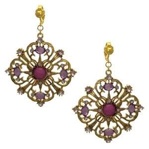  Xiam Gold Lilac Crystal Clip On Earrings Jewelry