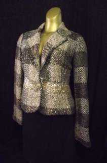 True Meaning Sequined Soft Plaid Jacket Sz 8  