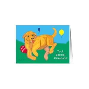  Grandson Birthday Yellow Lab Pup Card: Toys & Games