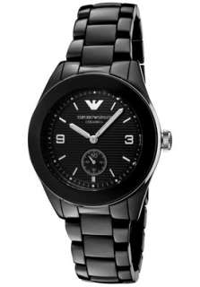 Emporio Armani Watch AR1422 Mens Black Textured Dial Black Ceramic 