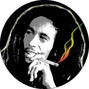  BOB MARLEY C/U WITH SPLIFF BUTTON