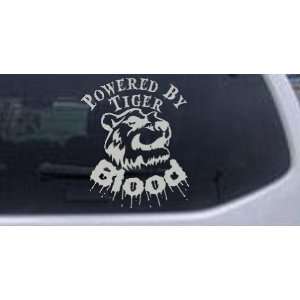 Silver 12in X 14.4in    Powered By Tiger Blood Funny Car Window Wall 