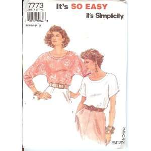  Simplicity 7773 Its So Easy Misses Tops (PT   XL) Arts 