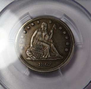 1862 S Seated Liberty Quarter PCGS XF45 *Original* Rare Civil War Date 