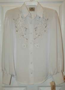 1849 Ranchwear Western Rail Show Shirt #2363 White & Silver 