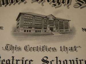 Vtg 1933 Bayonne New Jersey N.J. High School Diploma  