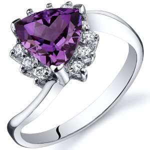 Trillion Cut 1.75 carats Alexandrite Bypass Ring in Sterling Silver 