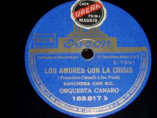 TANGO 78 rpm RECORD Spanish Odeon ORQUESTA CANARO  