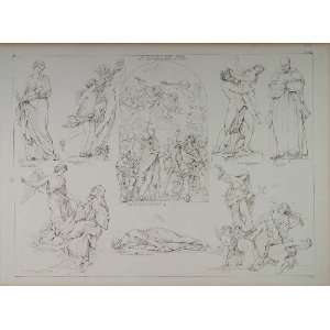  1870 Lithograph Sculptures Bernini Ecstasy St. Teresa 