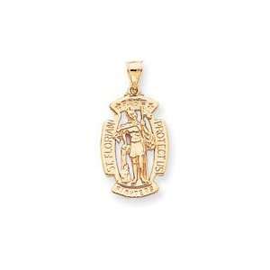 14k Yellow Gold Saint Florian Pendant: Jewelry