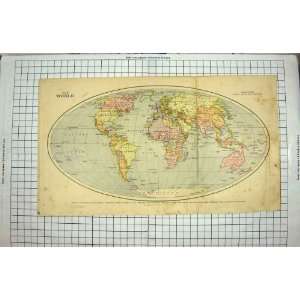    BACON MAP 1894 ATLAS WORLD MOLLWEIDES PROJECTION: Home & Kitchen