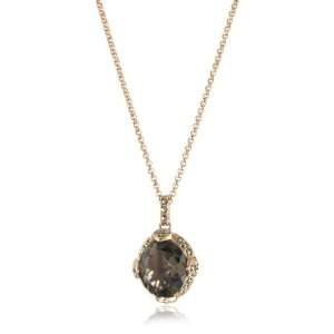   Judith Jack Sterling and Marcasite with Smokey Topaz Stone Pendant