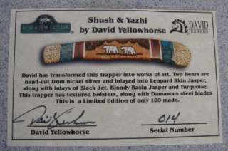 NEW Bear & Son David Yellowhorse Damascus Trapper Knife   Shush 