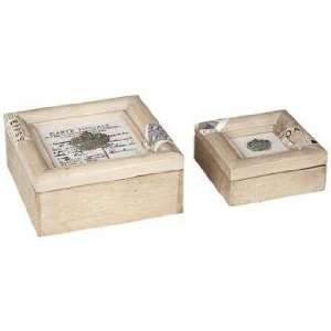  Set of 2 Crown Decorative Wood Boxes