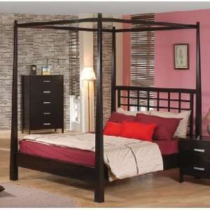   Cappuccino Finish Wood Queen Canopy Bed Coaster Beds: Kitchen & Dining