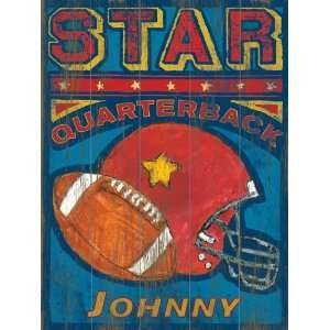  Star Quarterback Vintage Wood Sign