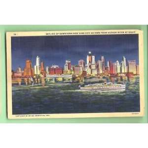   Postcard New York City Skyline Downtown Hudson River 