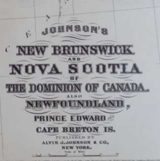 Johnson 1886 Atlas HUGE Antique MAP Canada Nova Scotia  