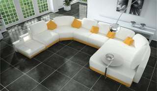 2311 White Italian Leather Living Room Sectional Sofa  
