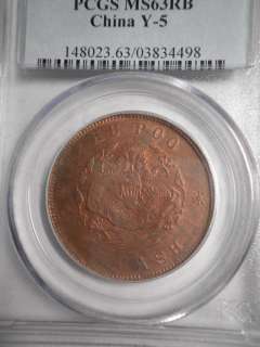 China 1903, Ching Empire Copper 20 Cash, Y 5, PCGS MS63RB  