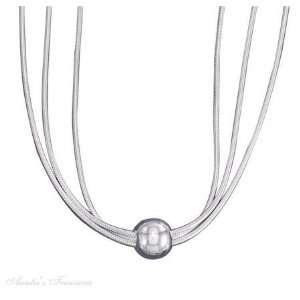   Silver 18 Three Strand 1mm Snake Chain Necklace 9mm Ball Sli Jewelry