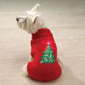 CASUAL CANINE TWINKLING STAR CHRISTMAS TREE DOG SWEATER  