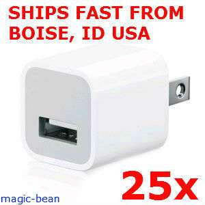25x USB Wall Charger AC Power Adapter iPhone 3g 4g iPod Touch Nano 