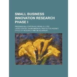 Small business innovation research phase I program solicitation no 
