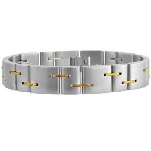 Mens Stainless Steel Bracelet with Thin Colored Links That Connect 