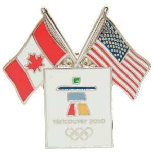   Olympics 2010 Winter Olympics Dual Flags Collectible Pin Sports