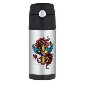   Travel Water Bottle Roses Cross Hearts And Angel Wings Everything