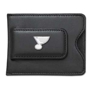   Note Logo on Black Leather Money Clip / Credit Card Holder Sports