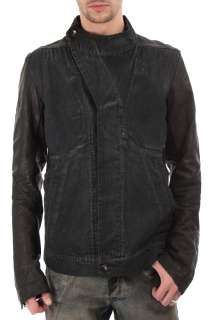   man jacket with Leatehr Sleeves DU 2782/BB size L Blue Black  