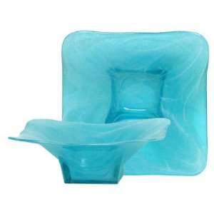   Art Glass Small Aqua Blue Wing Bowl 7 1/2D, 2 1/2H: Home & Kitchen