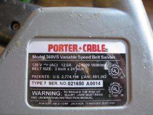 Lot of 3 Porter Cable 6912 Router & 360VS Belt Sander, Orb. Sander 