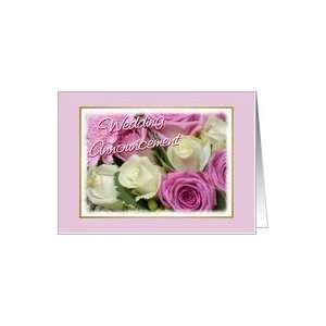Wedding Announcement Just Married Flowers Off White and Pink Roses 