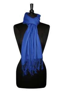   100% Wool Pashmina Scarf ROYAL BLUE Color Womens Shawl Wrap  