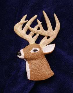 Hand Painted Whitetail Deer Head 3/4 View Pin  