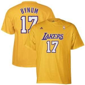   Lakers #17 Andrew Bynum Gold Net Player T shirt