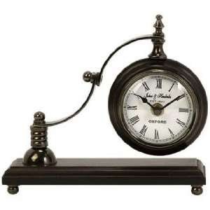  Calisto Scroll Arm Metal and Wood Desk Clock: Home 