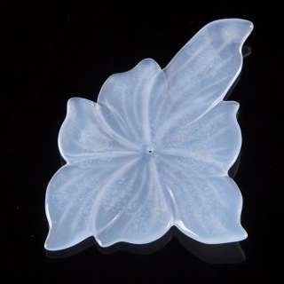 k5821 Carved blue chalcedony flower pendant bead  