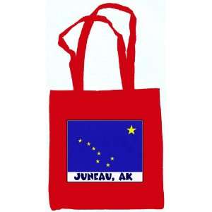 Juneau Alaska Souvenir Tote Bag Red
