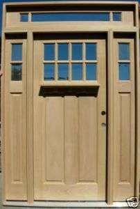 Craftsman Wood Entry Front Door w Sidelights Transom 8T  