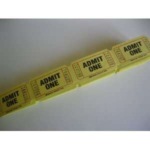  100 Yellow Admit One Consecutively Numbered Raffle Tickets 